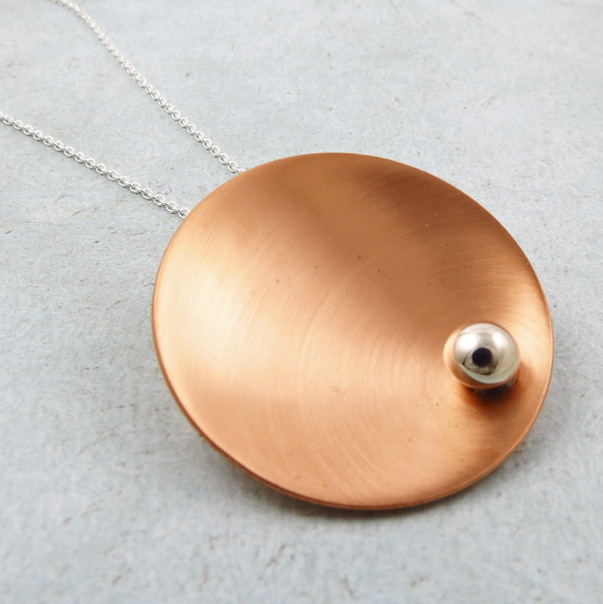 Round Hammered Copper Pendant Necklace