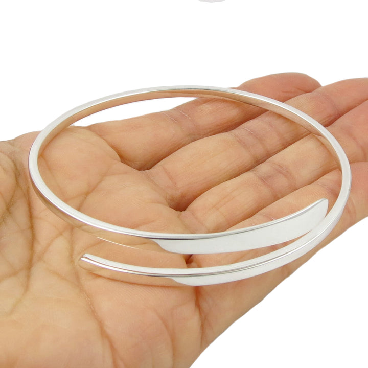 Sterling Silver Overlap Bangle Large