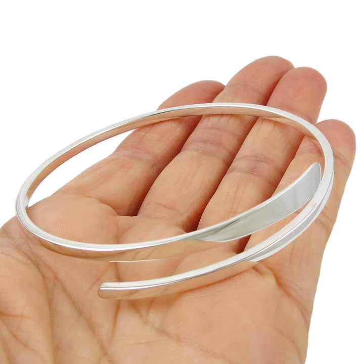 Sterling Silver Overlap Bangle Large