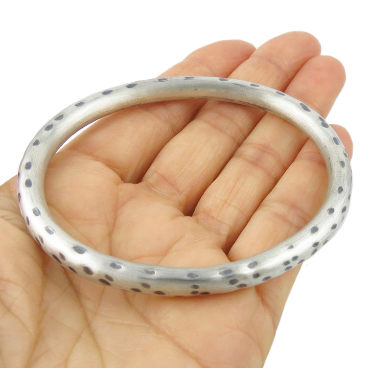 Animal Print Silver Bangle in Sterling Silver