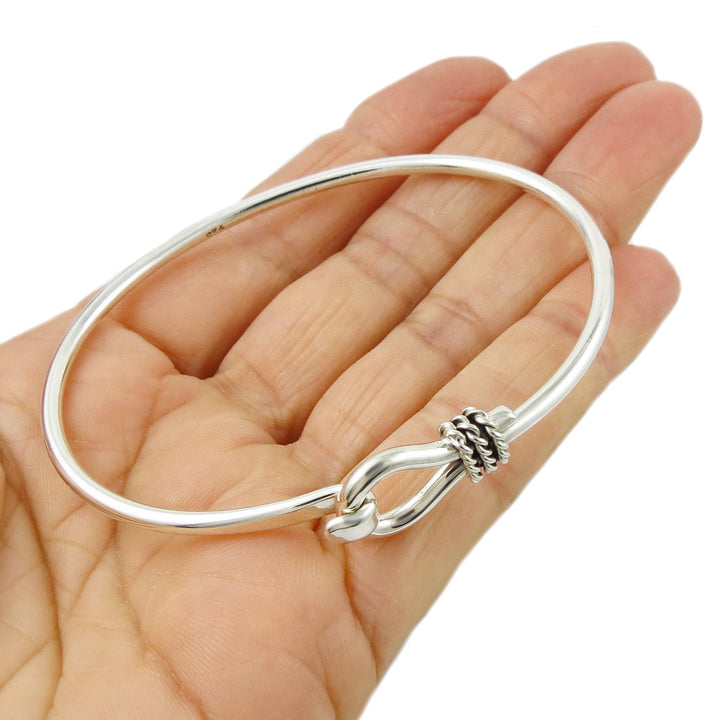 Front Hook Solid 925 Sterling Silver Rope Bracelet