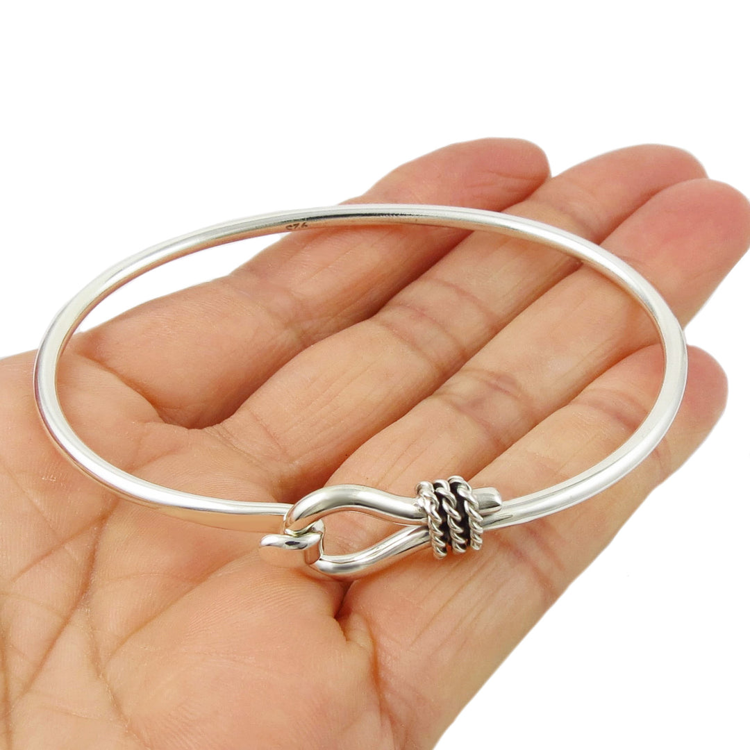 Front Hook Solid 925 Sterling Silver Rope Bracelet