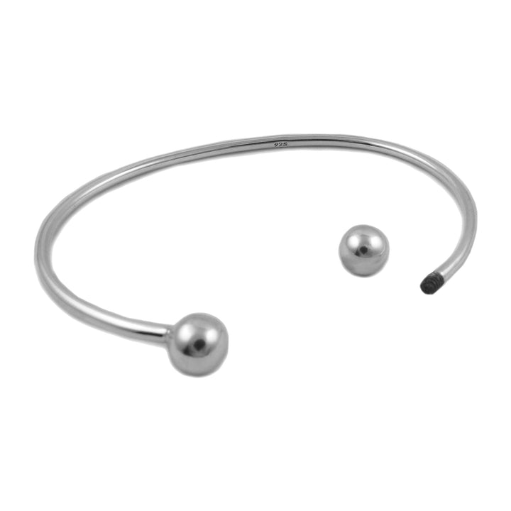 Sterling Silver Ball Bead Charm Bracelet Cuff
