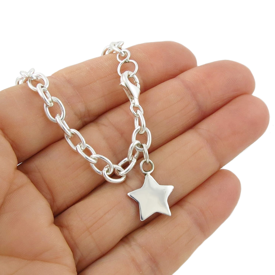 Celestial Star and Chain Bracelet in Sterling Silver