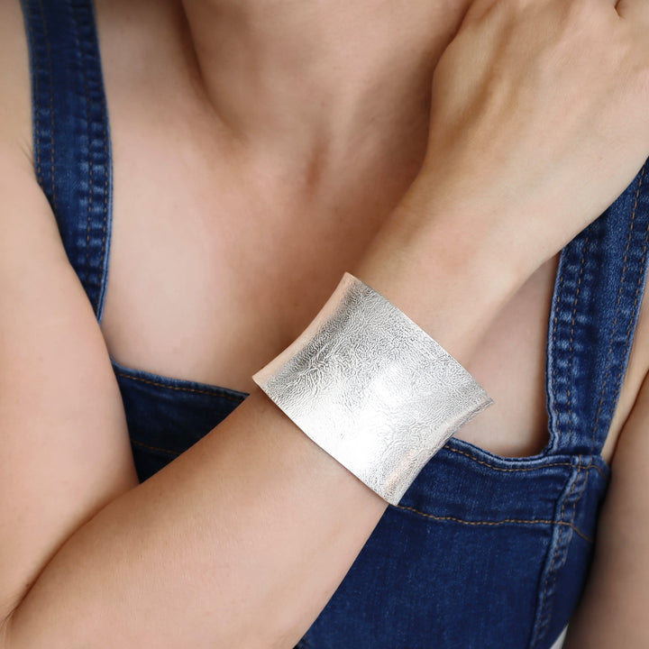 Crumpled Silver Cuff Bracelet By Maria Belen Nilson