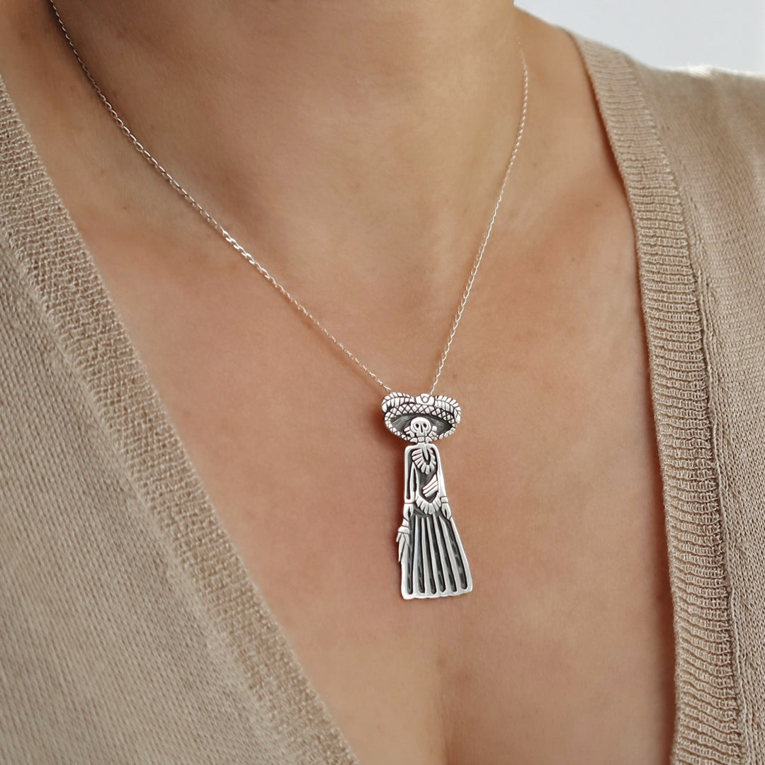 La Catrina Lady Skeleton Necklace