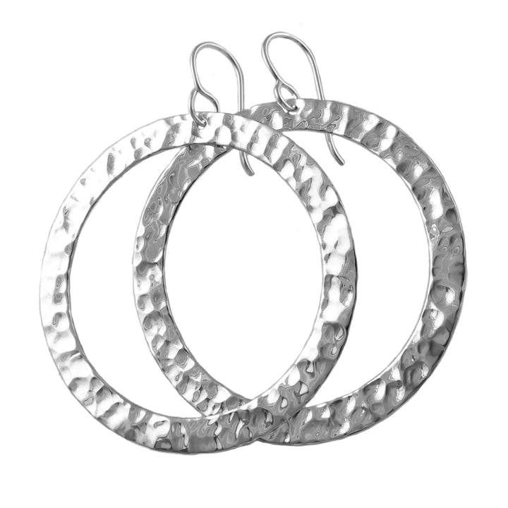 Large Hammered Silver Circle Earrings