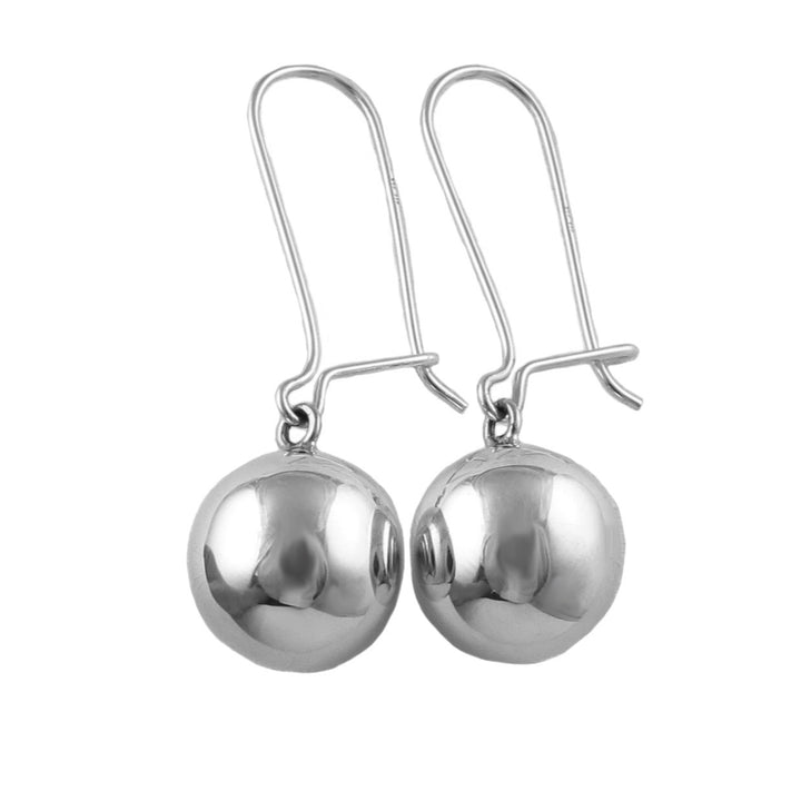 Long 925 Silver Ball Bead Drop Earrings