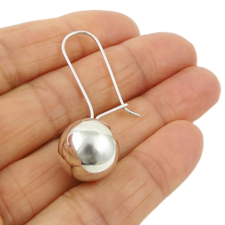 Long 925 Silver Ball Bead Drop Earrings
