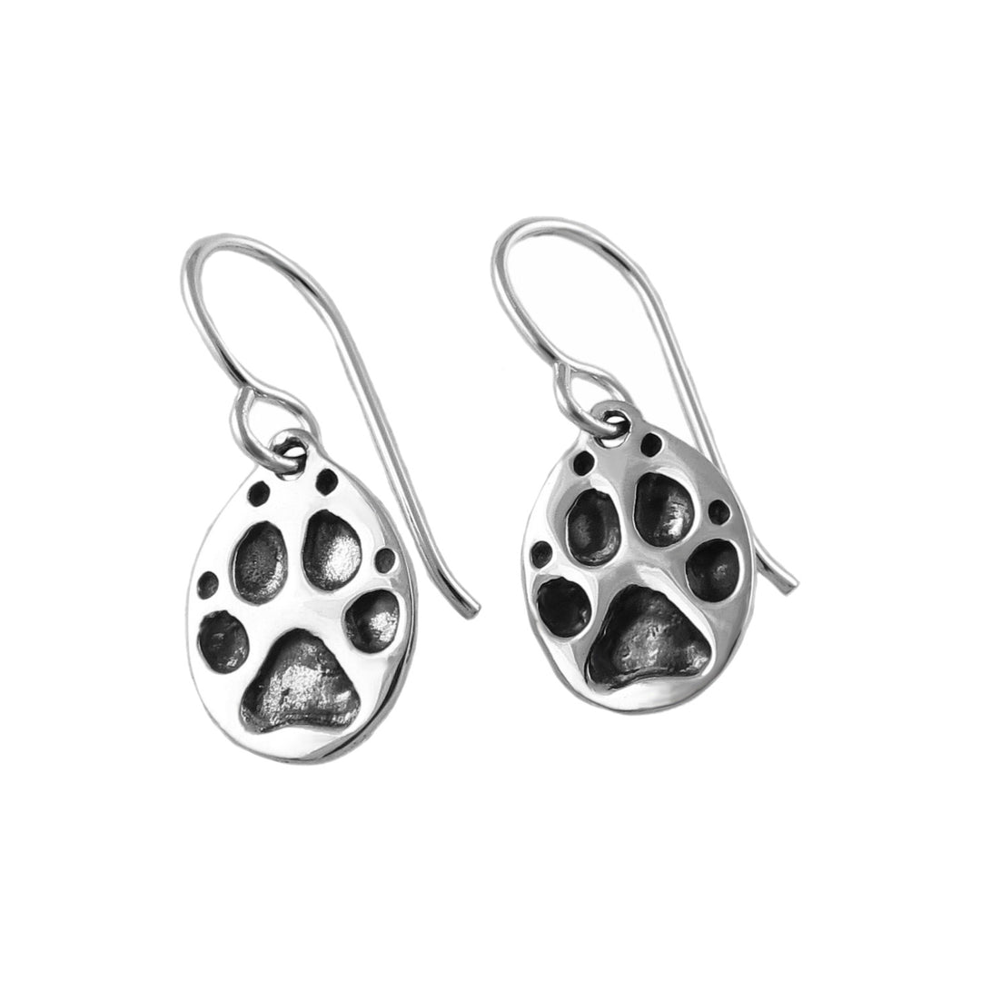 Silver Paw Print Earrings