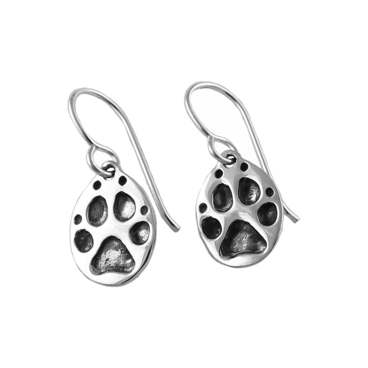 Silver Paw Print Earrings