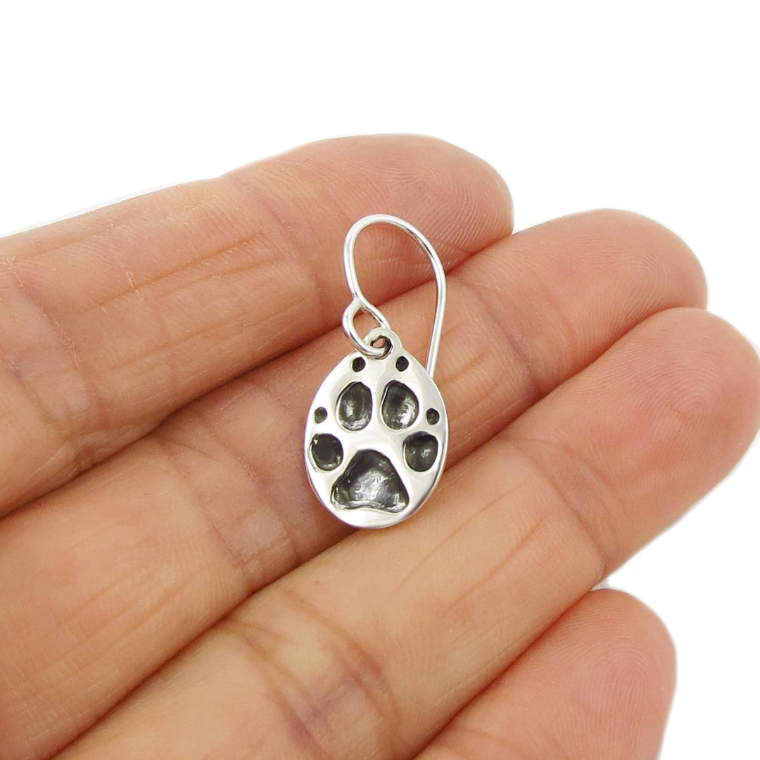 Silver Paw Print Earrings