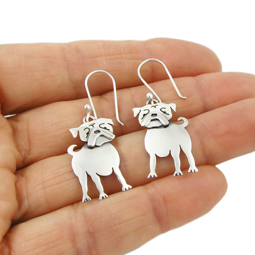 Silver Dog Animal Earrings