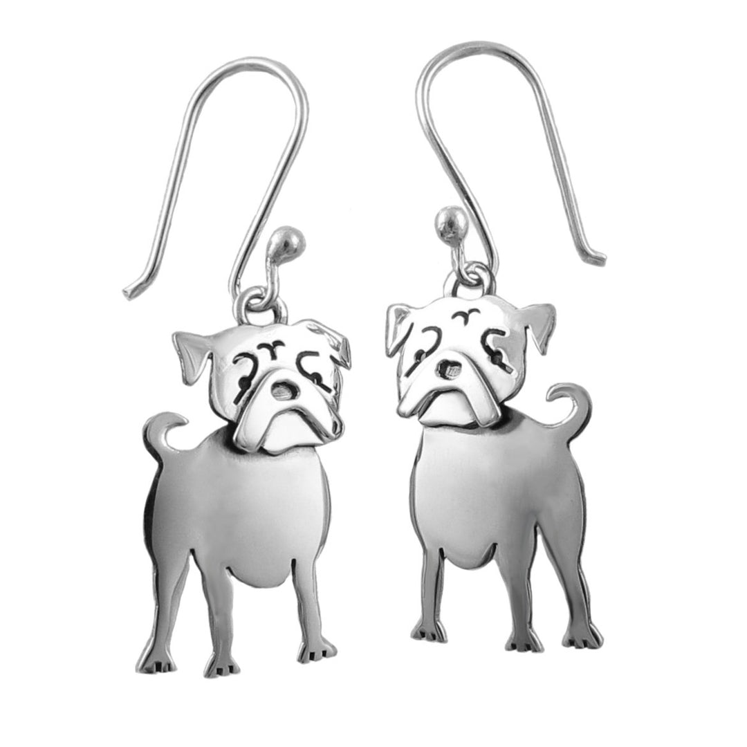 Silver Dog Animal Earrings