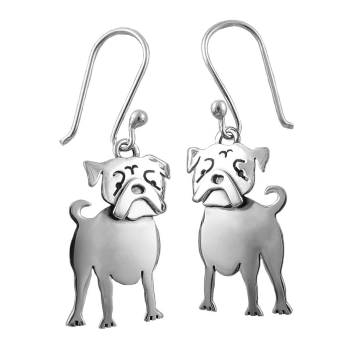 Silver Dog Animal Earrings