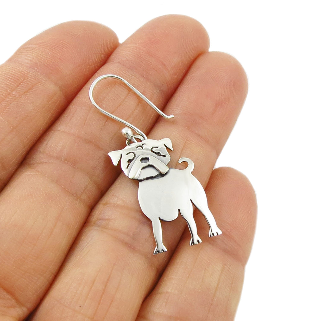 Silver Dog Animal Earrings