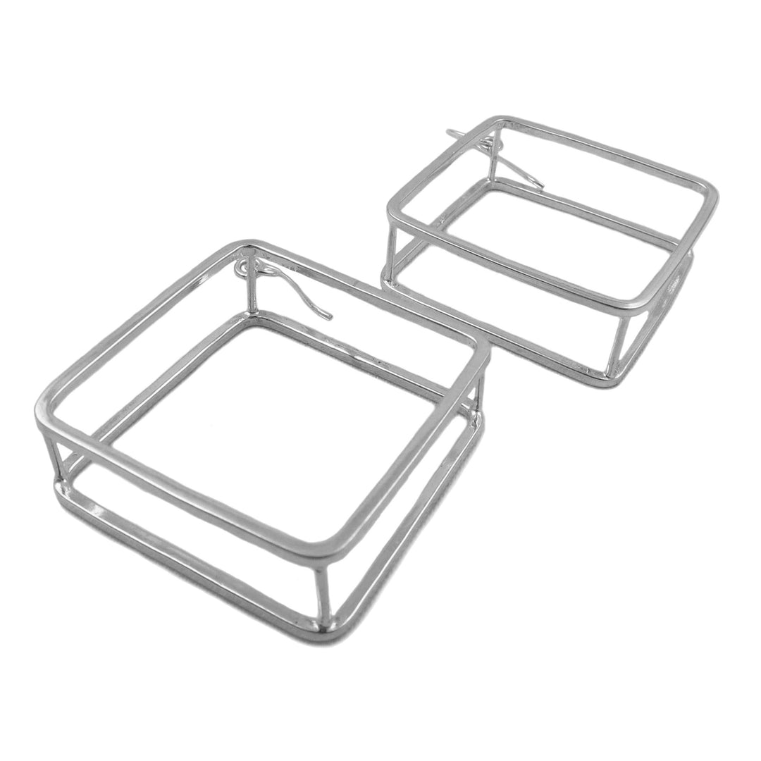 Sterling Silver Square Hoop Earrings for Women