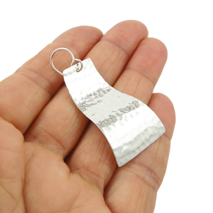 Hammered 925 Sterling Silver Curved Drop Earrings