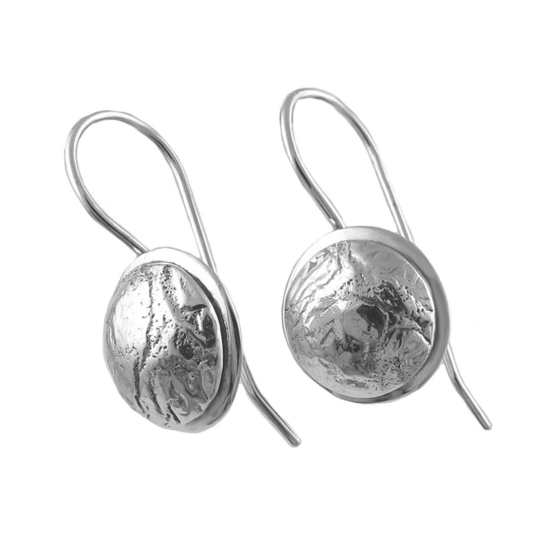 Pitted Silver Drop Earrings for Women - Modern Design