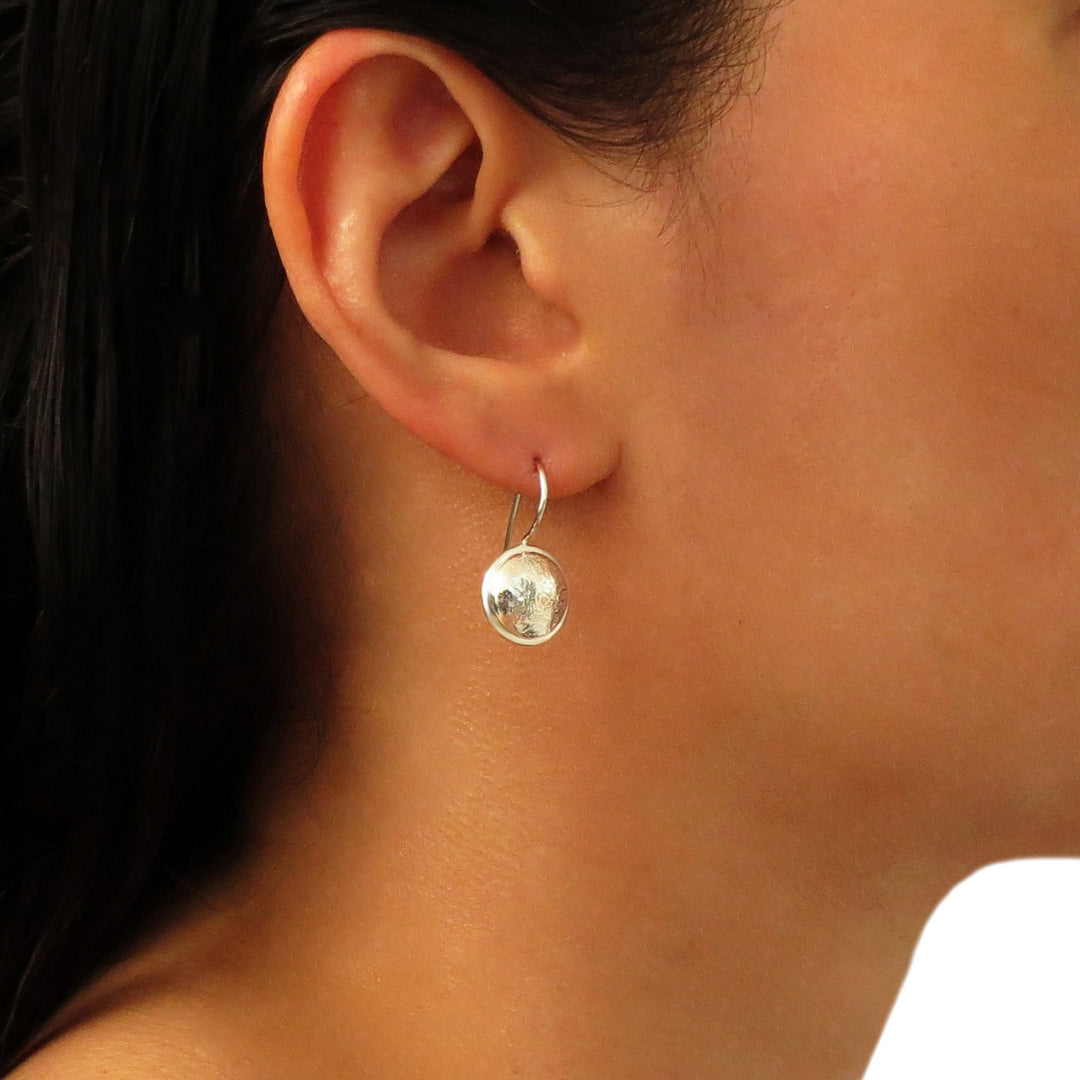 Pitted Silver Drop Earrings for Women - Modern Design
