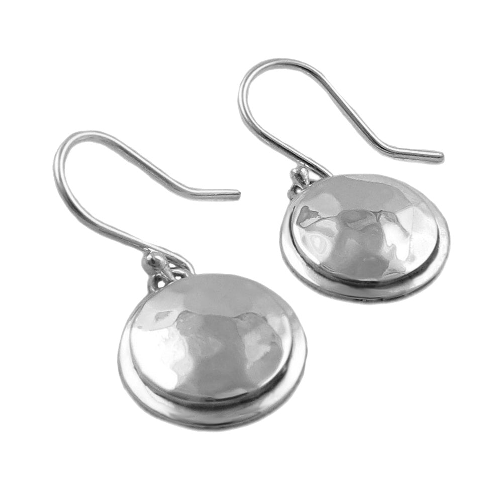 925 Silver Faceted Hammered Drop Earrings for Women