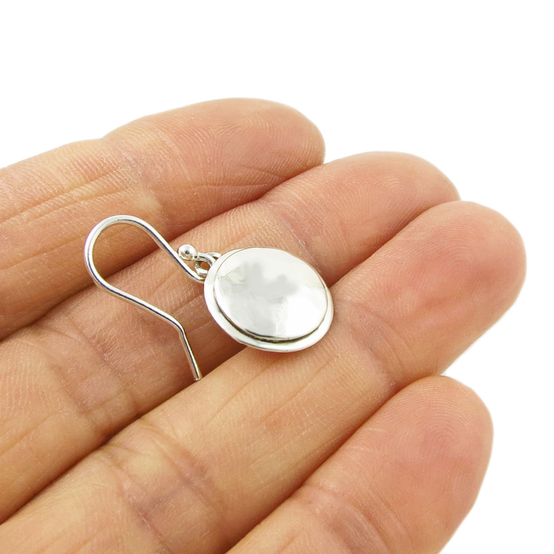 925 Silver Faceted Hammered Drop Earrings for Women