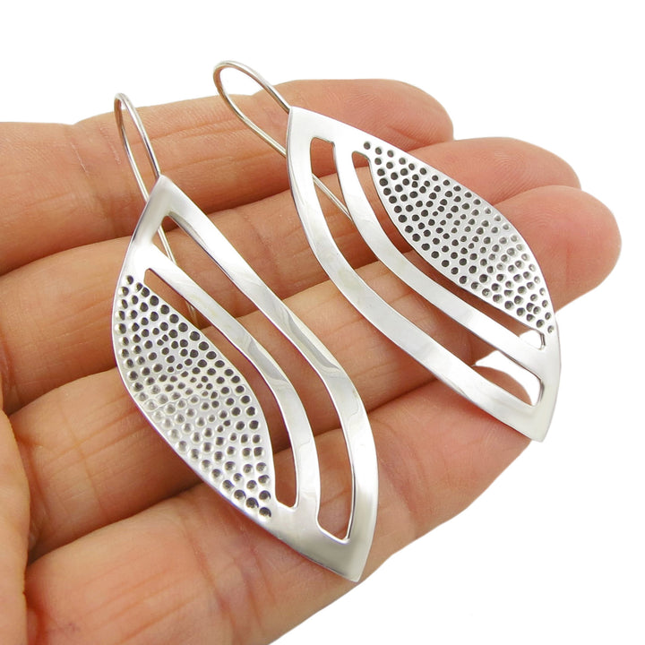 Wide Sterling Silver Curved Threader Earrings