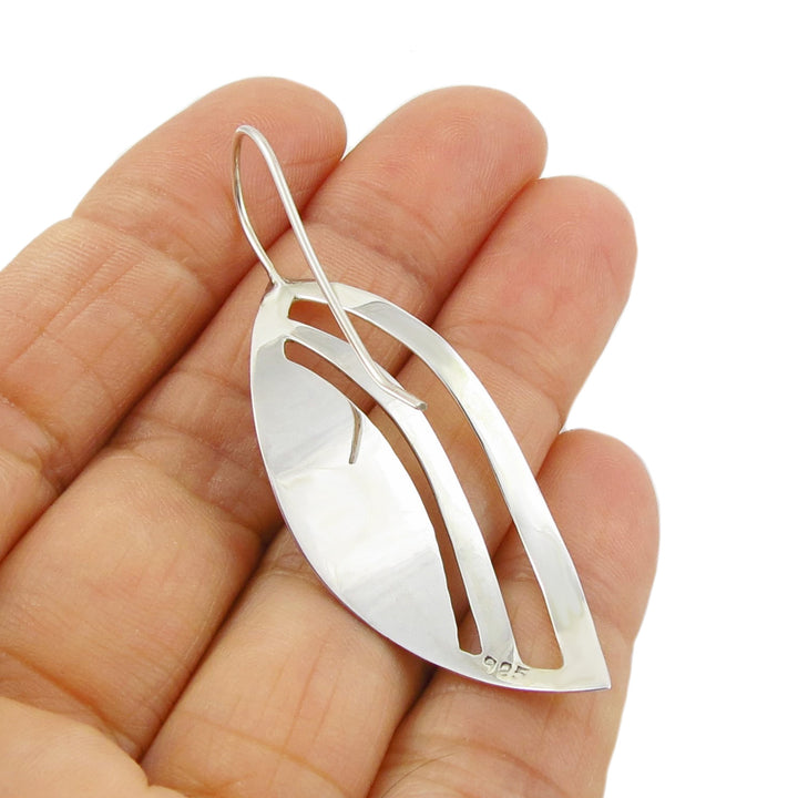 Wide Sterling Silver Curved Threader Earrings