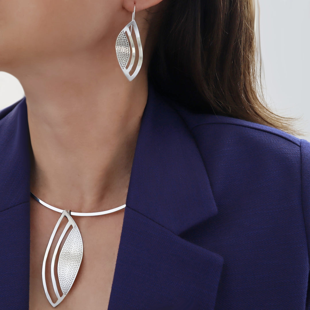 Wide Sterling Silver Curved Threader Earrings