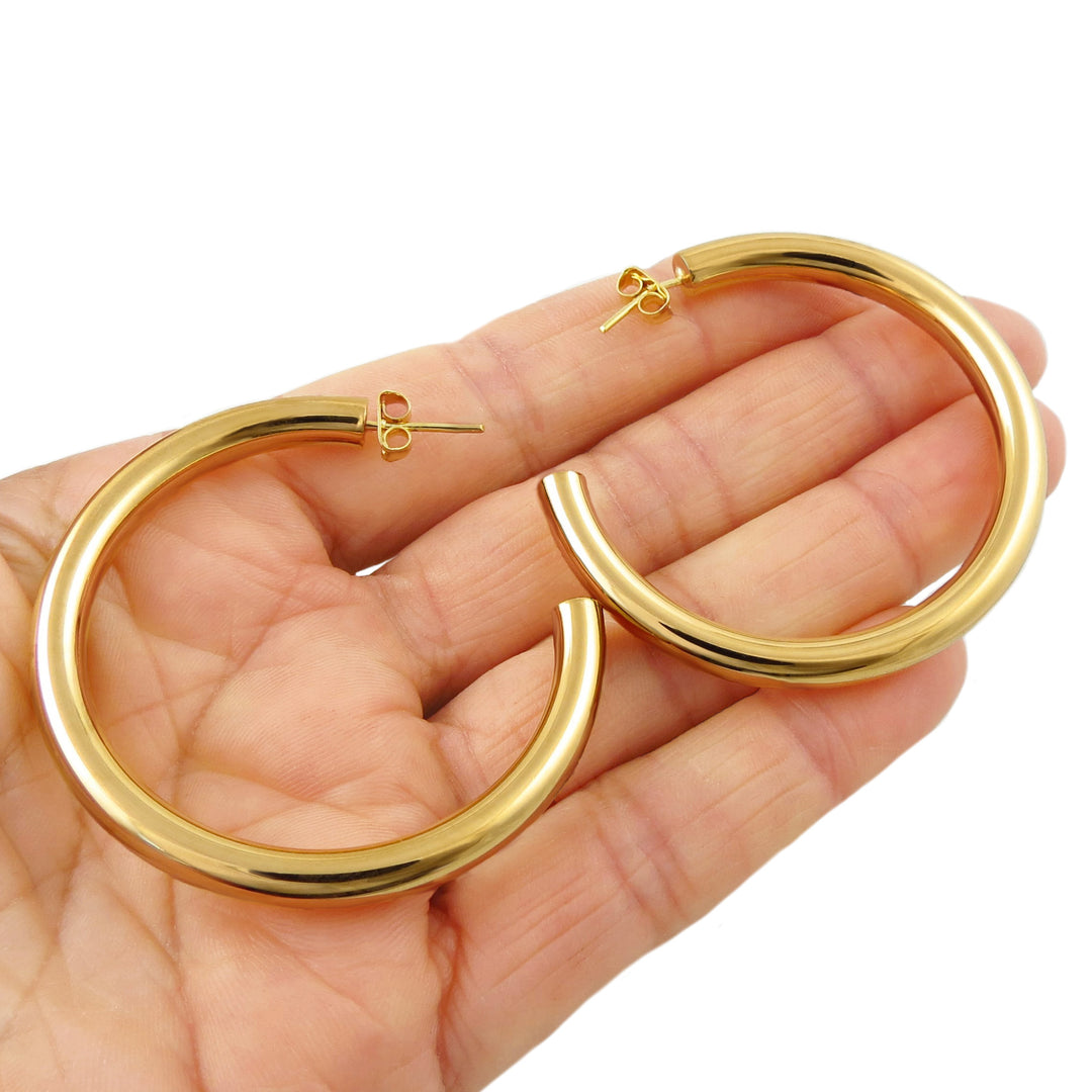 Large Gold-Plated Hoop Earrings