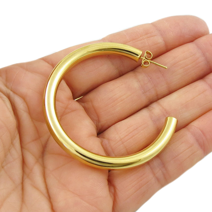 Large Gold-Plated Hoop Earrings