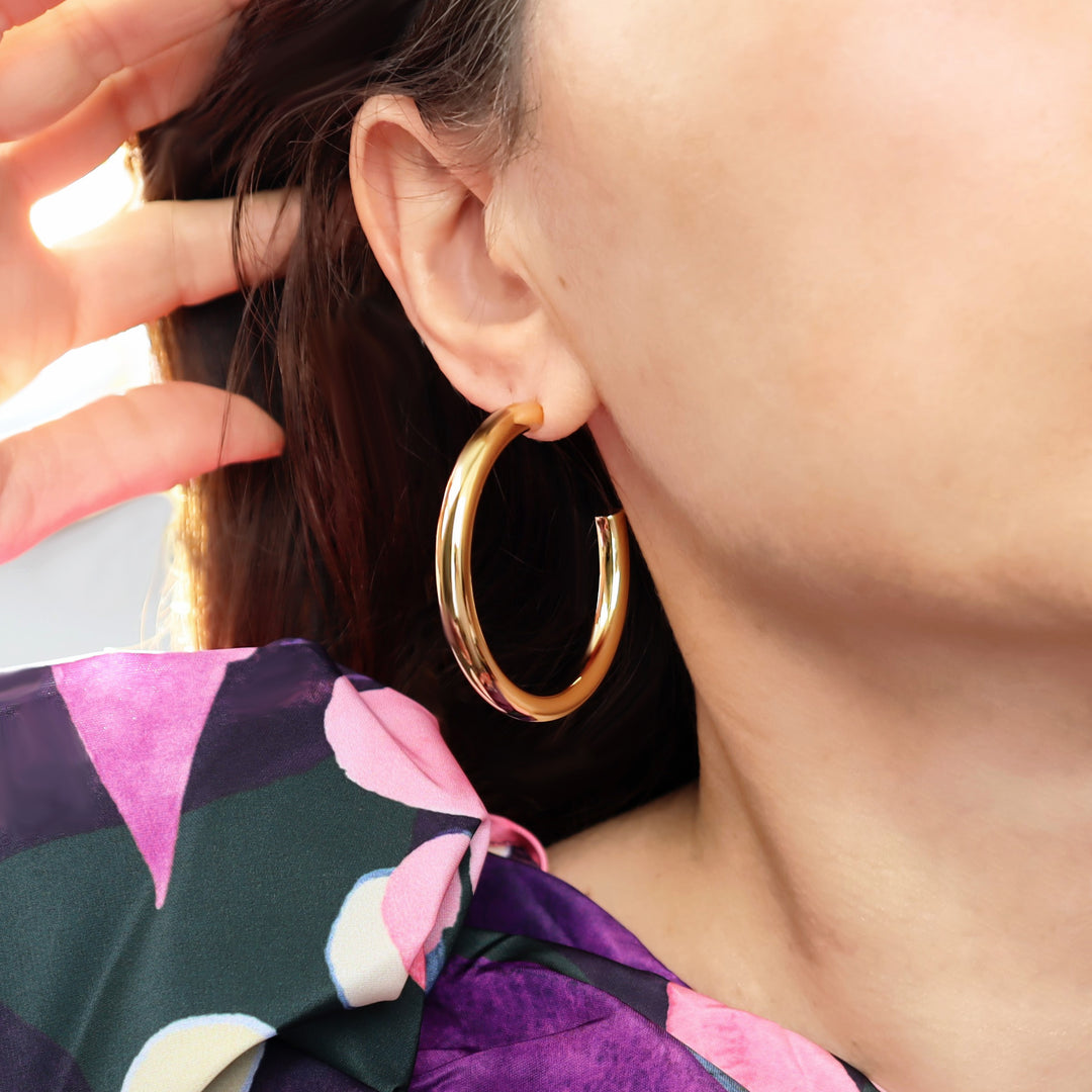 Large Gold-Plated Hoop Earrings