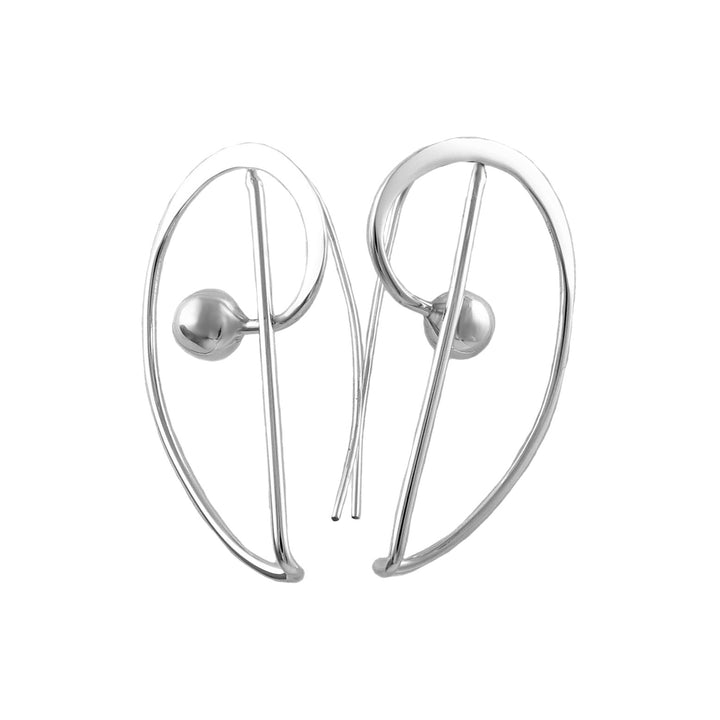 Sterling silver spiral drop earrings on a white background.