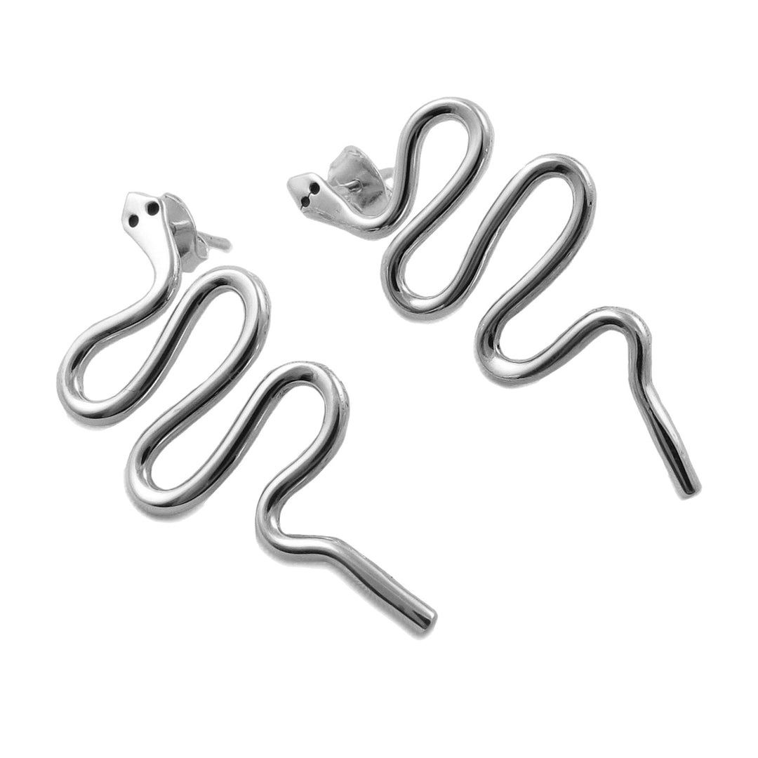 Curved Snake Unusual Silver Serpent Earrings