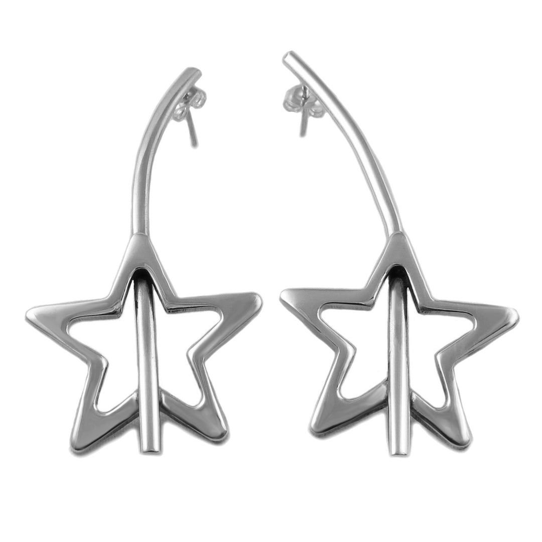 Star Burst Silver Earrings