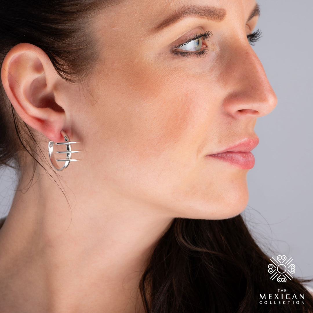 Spiked Hoop Earrings in Sterling Silver