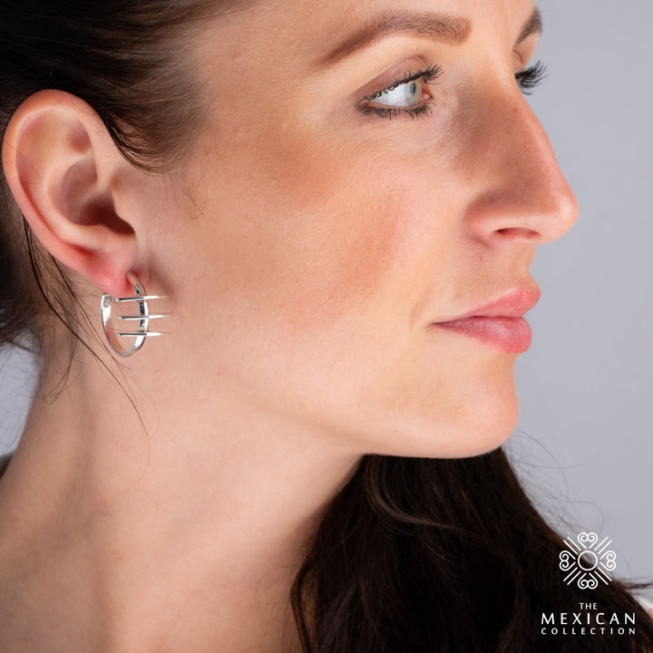 Spiked Hoop Earrings in Sterling Silver