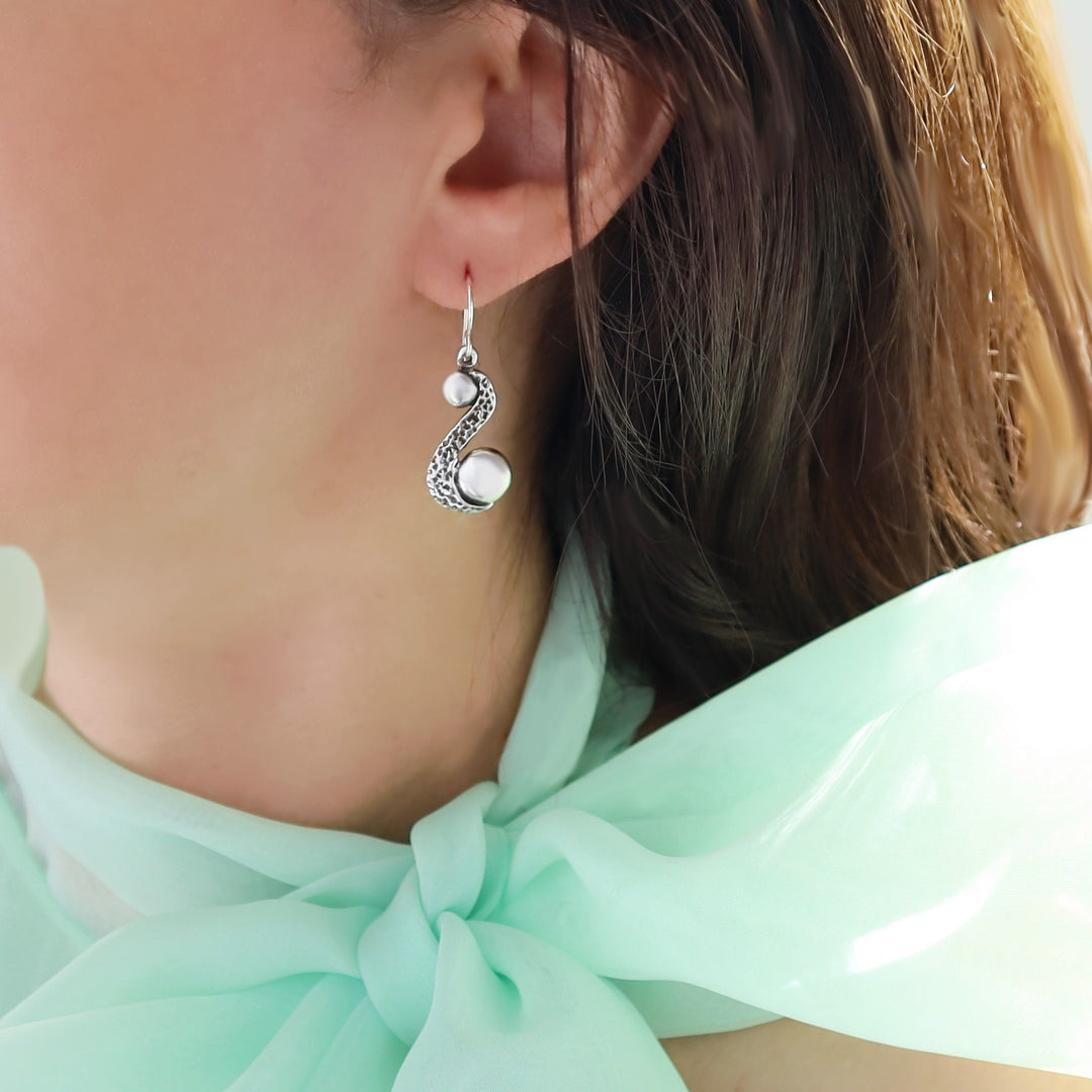Organic Silver Drop Earrings