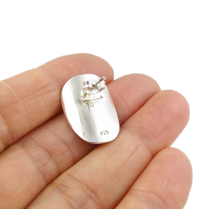 Handmade Oval Thumbnail Earrings in 925 Silver