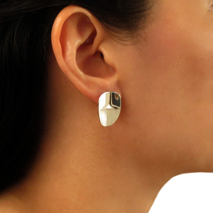 Handmade Oval Thumbnail Earrings in 925 Silver