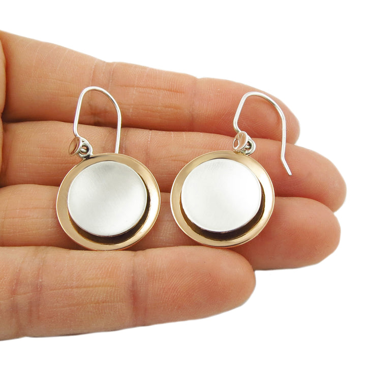 Mixed Metal Sterling Silver and Copper Earrings