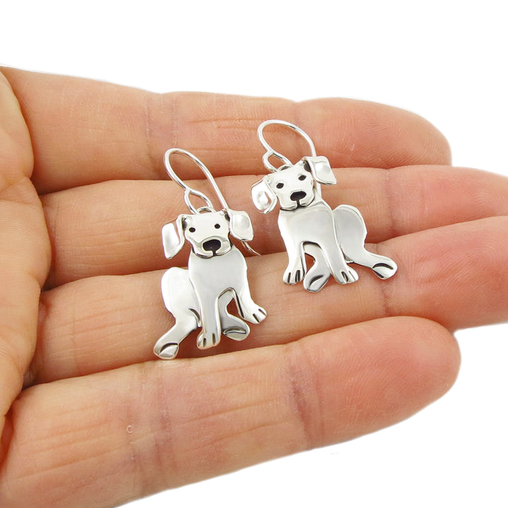 Silver Labrador Dog Earrings
