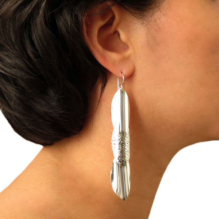 Long 925 Sterling Silver Triple Drop Handmade Earrings