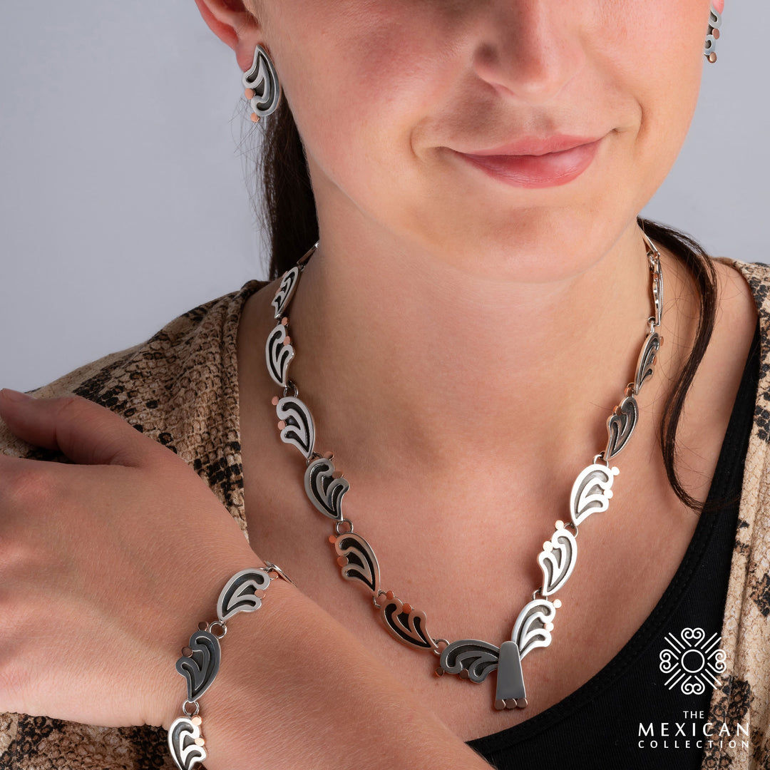 Mixed Metal Copper and Sterling Silver Bracelet - Long