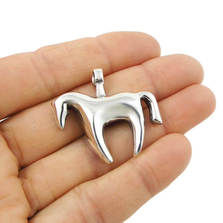 Silver Horse Pendant Necklace - Modern Design