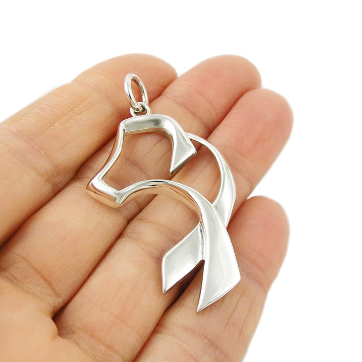 Large Labrador Dog Silver Pendant Necklace