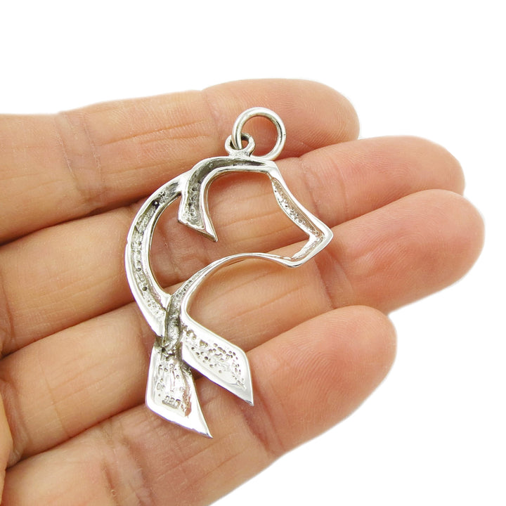 Large Labrador Dog Silver Pendant Necklace