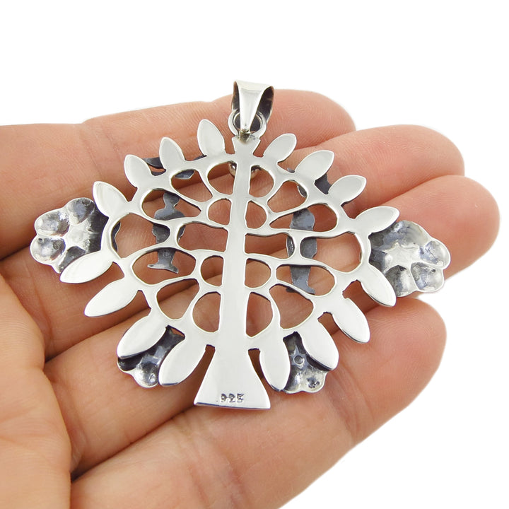 Adam and Eve Tree of Life Large Sterling Silver Pendant Necklace