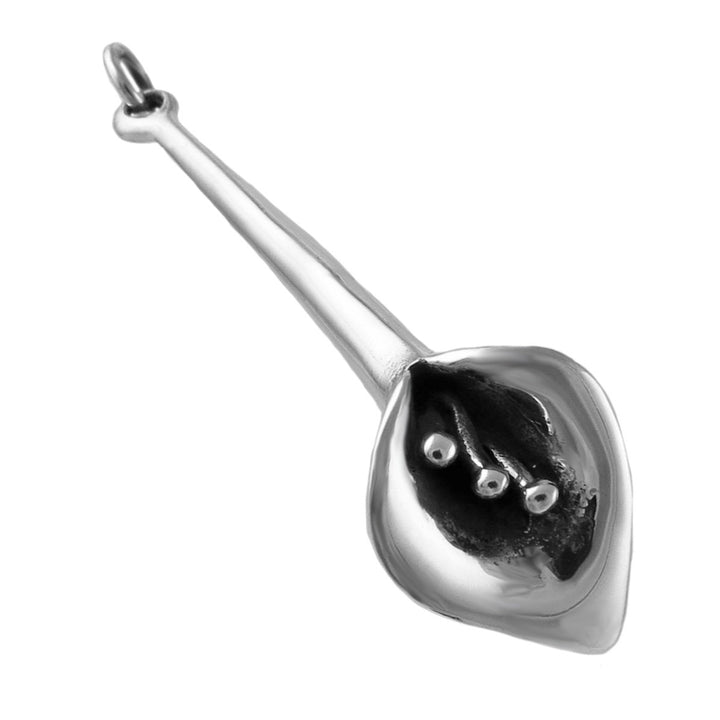 Silver Calla Lily Flower Pendant Necklace