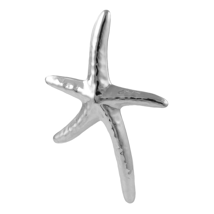 Large Hammered Starfish Sterling Silver Pendant Necklace